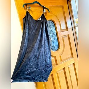 New Calvin Klein Asymmetric vegan leather dress, size Medium, Black color